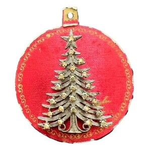 Vtg Signed MYLU Christmas Tree & Rhinestones Silver Tone Brooch Pin - NOS new